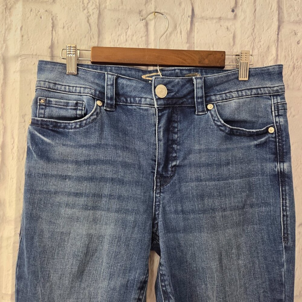 Seven7 Starlette Size 12 Medium Wash Denim Blue Pocket Detail Mid Rise Skinny - Picture 2 of 10